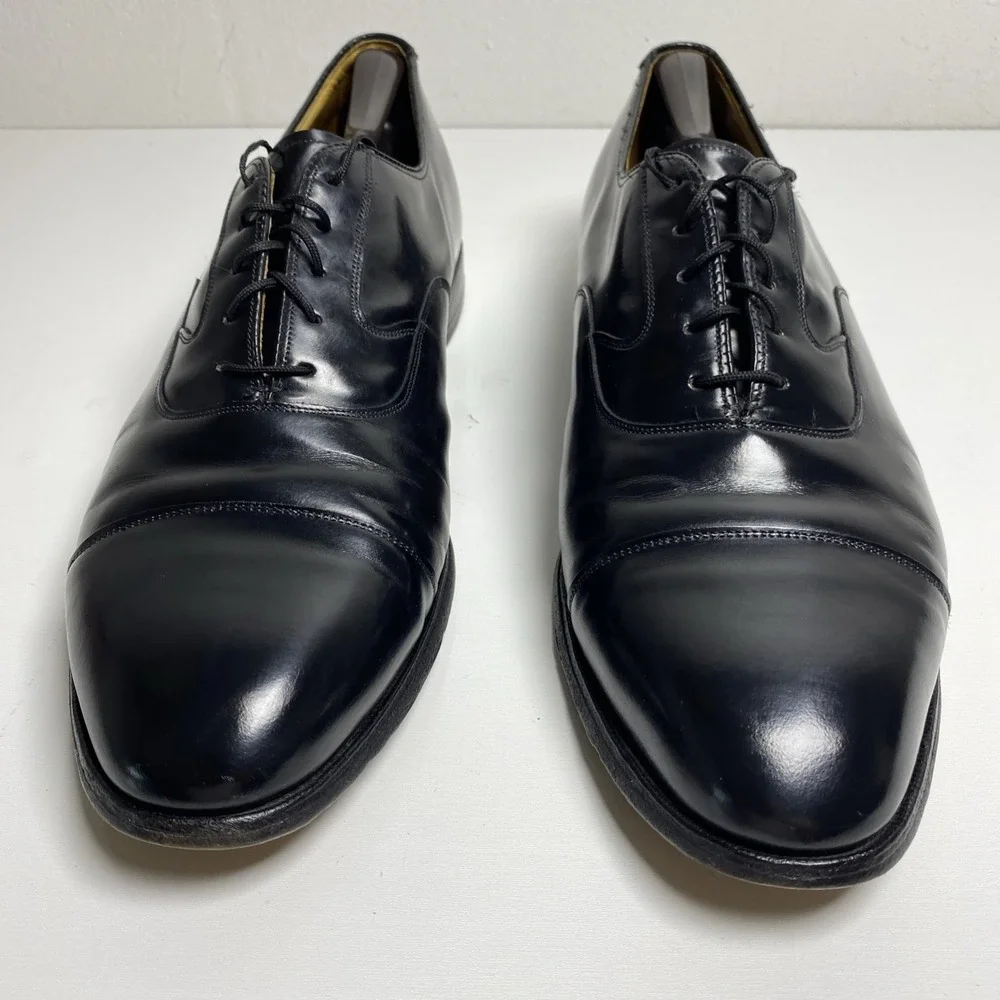 Johnston & Murphy Men's 13D  USA Made Goodyear Welt Black Cap Toe Dress Shoes
